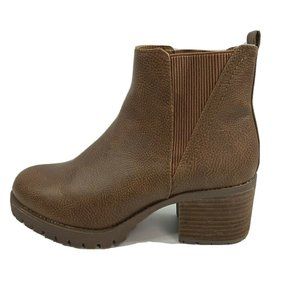 Mia Women's Ribbed Chelsea Boot Weston Brown 9.5 M Block Heel